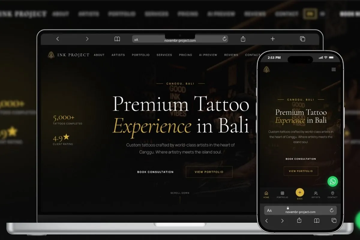 Preview website Website Tattoo Studio